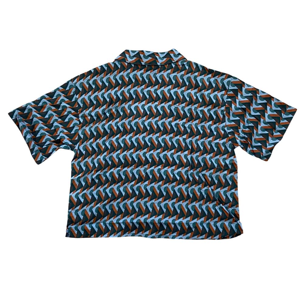 Prana Iguala Top Women's S High Tide Retro Geo Relaxed Fit Button Up Cropped - Picture 4 of 8